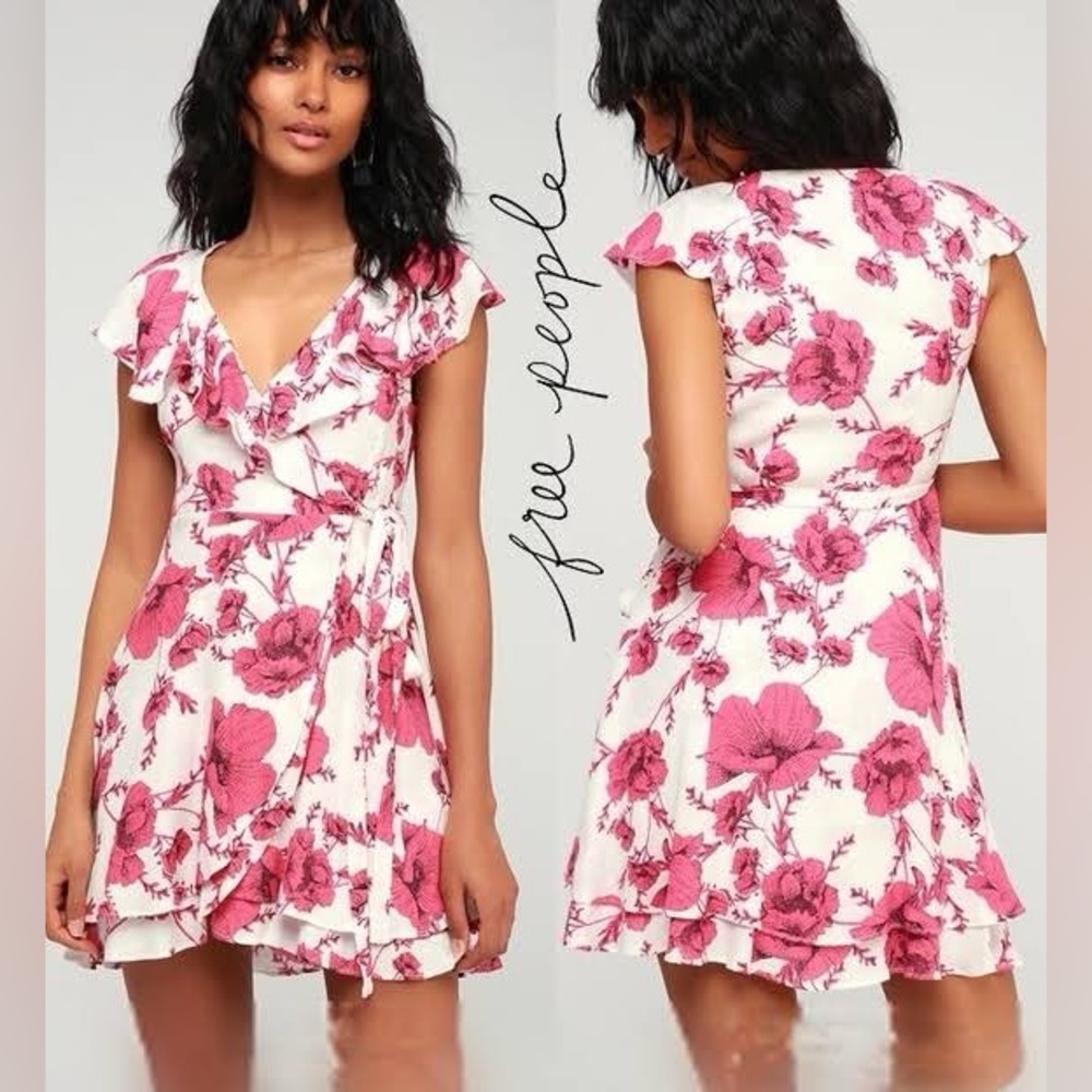 Free People Floral Pink Wrap Dress